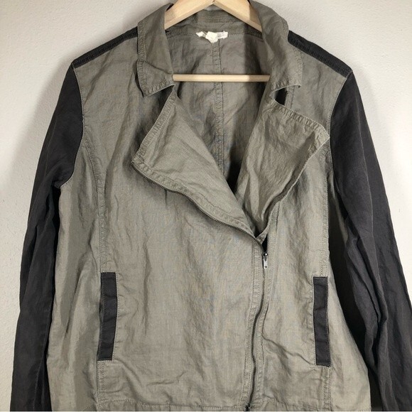 Eileen Fisher Organic Linen Moto Jacket Zip Up XL - Picture 3 of 10